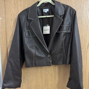 Superdown Dark Brown Cropped Blazer